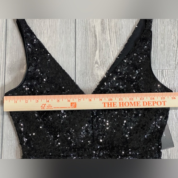 Lulus Black Sequin Bodycon Dress Size Small LBD Mini - Picture 8 of 9